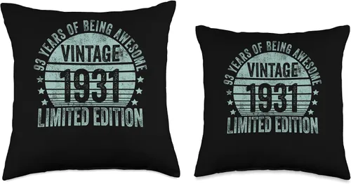 Vista 3 de Retro 93rd Birthday Gifts Men Women Throw Pillow
