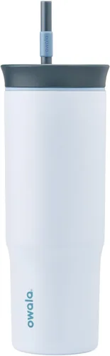 Vista 8 de Owala Vaso de viaje aislado de acero inoxidable de triple capa con tapa resistente a derrames, popote y asa de transporte, sin BPA, 40 onzas