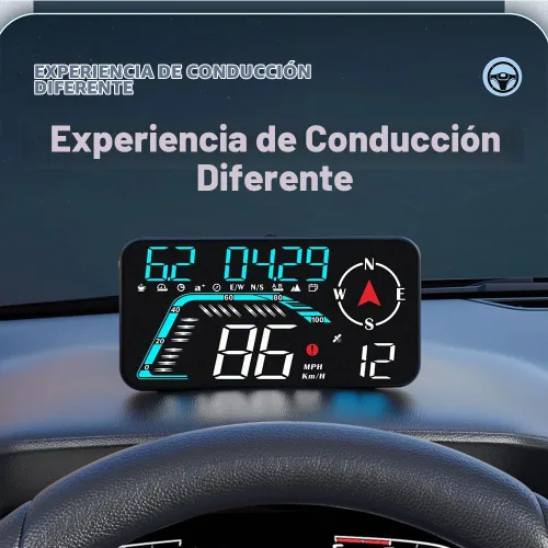 Vista 6 de Riloer Pantalla frontal para automóvil con chip GPS, brújula y sensor de luz, HUD con pantalla LED HD de 5.5 pulgadas (12.18 * 6.85cm), pantalla