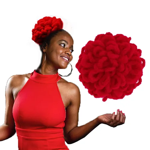 Vista 13 de Abellee 2 moños de Loc para mujeres negras, 8 pulgadas, moño de pétalos de Loc, Afro, cola de caballo alta, cordón de coleta, extensiones de cabello