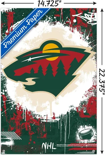 Vista 3 de Trends International NHL Minnesota Wild - Póster de pared con el logotipo Maximalist 23, 14.72 x 22.37 pulgadas, paquete de póster premium y alfiler