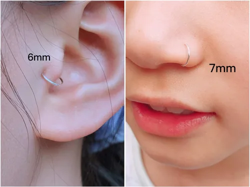 Vista 3 de Juego de aretes de aro pequeños para mujer, 0.236 in, 0.276 in, 0.315 in