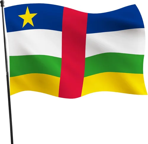 Vista 2 de YongFoto Bandera de la República Centroafricana de 1 x 1.5 pies para celebraciones al aire libre, hogar, jardín, porche, decoración de fiesta