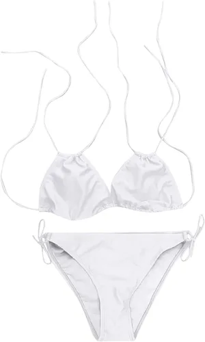 Vista 5 de shlutesoy Lady Swimming Suit Comfortable Halter Neck Backless Wire Free Bathing Suit Vacation Clothes