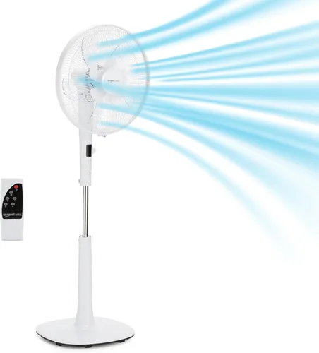 Vista 7 de Amazon Basics - Ventilador de pedestal de 16 pulgadas con control remoto, ventilador de piso, ventilador de pie para dormitorio, sala de estar