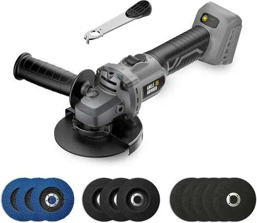 Vista 12 de Amoladora angular de 4-1/2 pulgadas inalámbrica compatible con batería Milwaukee de 18 V/M18, amoladora eléctrica de 6 velocidades variables