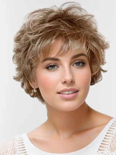 Vista 17 de TISHINING Pelucas rubias cortas en capas para mujeres blancas, longitud de la barbilla, color rubio ceniza, parte lateral, peluca Pixie Bob, cabello