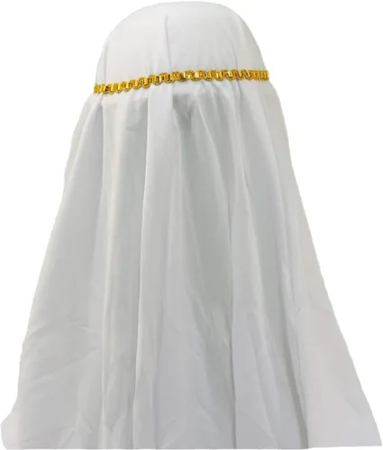 Vista 3 de Loftus International Sombrero para adultos Aladdin Arabian Desert Prince Keffiyeh con detalles de trenza dorada, talla única, blanco, Blanco