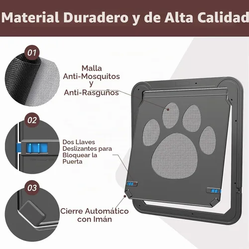 Vista 4 de Puerta de perro grande para puerta mosquitera, fácil de instalar Puerta mosquitera para mascotas con cerradura para puerta corredera, puerta
