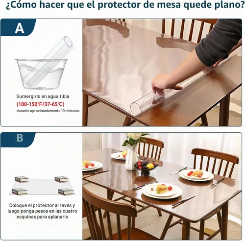 Vista 9 de Protector de Mesa Transparente Rectangular de 12x24 Pulgadas, 1.5mm de Grosor, Protector de Mesa de Plástico Transparente Impermeable, Antiarañazos