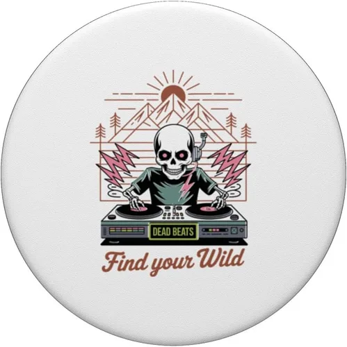 Vista 3 de Dead Beats Skeleton Dj Music Fun Turntables Retro Punk EDM PopSockets Adhesive PopGrip