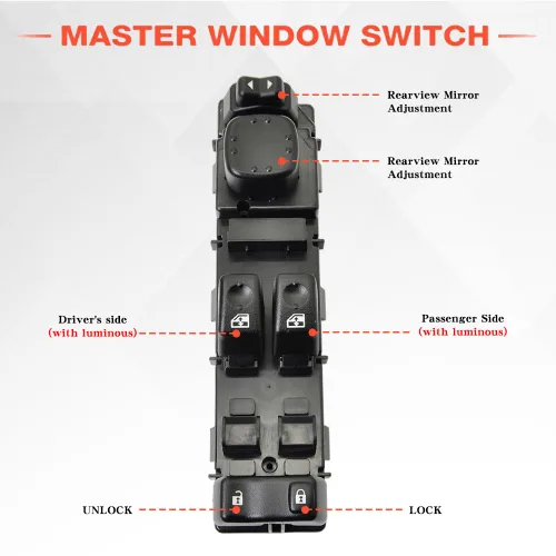 Vista 5 de 15883318 Interruptor de control de ventana del lado del conductor Compatible con 2003-2006 Chevrolet Silverado 1500 2500 3500, 03-06 GMC Yukon