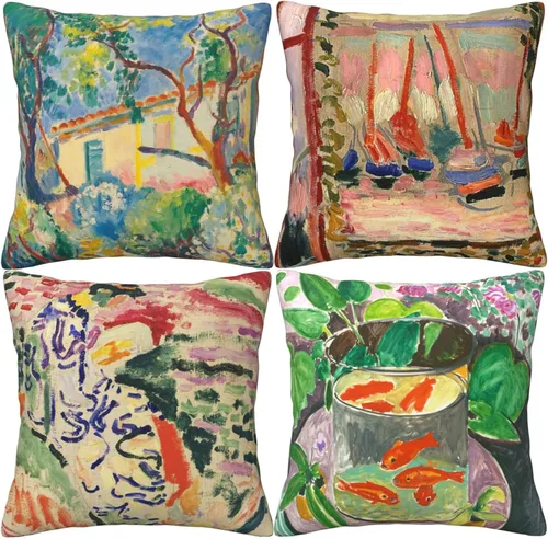 Vista 12 de Claude Monet - Juego de 4 fundas de almohada de pintura de 18 x 18 pulgadas, fundas de almohada cuadradas decorativas para sofá, auto