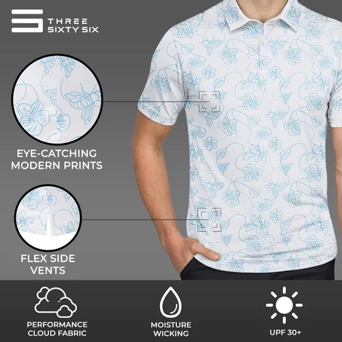 Vista 5 de Three Sixty Six Camisas de golf de secado rápido para hombre, polo casual de manga corta que absorbe la humedad