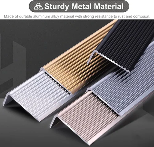 Vista 3 de ZIMGOD Tira protectora de borde de metal, borde antideslizante para escaleras, umbral de tira de transición en forma de L, borde de vinilo laminado
