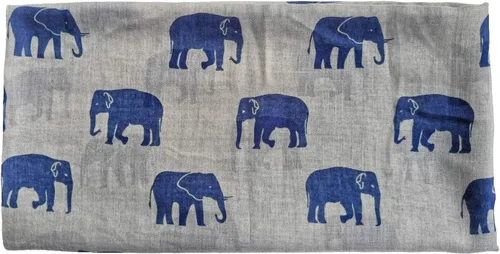 Vista 12 de V28 Hermosa bufanda larga y suave con estampado de elefante azul - grande