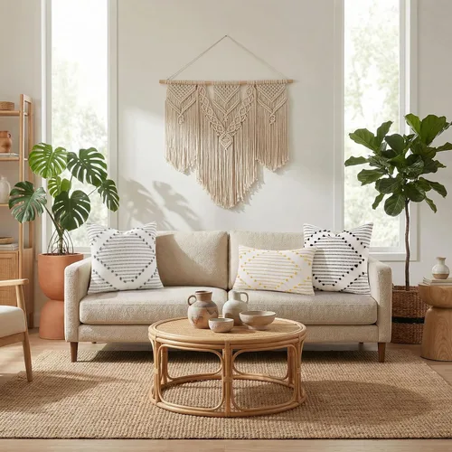 Vista 8 de Mecatny Juego de 2 fundas de almohada bohemias de verano para exteriores, 16 x 16 pulgadas, fundas de almohada decorativas para sofá, sala de estar