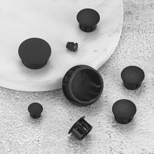 Vista 3 de Tapones de plástico para agujeros, 180 tapones de bloqueo de panel negro, tapas redondas para orificios de tornillo de taladro para gabinetes
