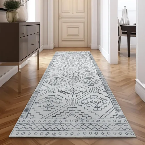 Vista 43 de jinchan - Tapete de pasillo marroquí de 2 x 6 pies con líneas, bohemio, lavable, para cocina, suave, geométrico, de lana sintética, antideslizante