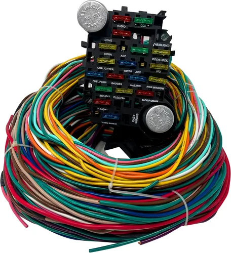 Vista 6 de Kit de arnés de cableado universal – 21 mazos de cableado de circuitos de color estándar kit de reemplazo para Chevy Mopar Hotrods Ratrods Ford
