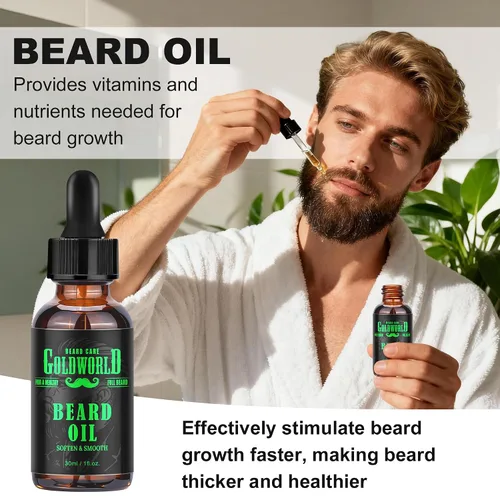 Vista 2 de Kit de Barba Kit de Cuidado de Barba con Aceite para Barba Bálsamo Cepillo Peine Tijeras Libro Electrónico Rellenos para Calcetines de Navidad Ideas