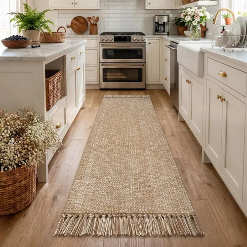 Vista 63 de Collive Alfombra de Baño Negra, 2' x 3' Tejida a Mano Lavable Alfombras Pequeñas de Cocina, Alfombra de Entrada Reversible de Algodón Alfombra