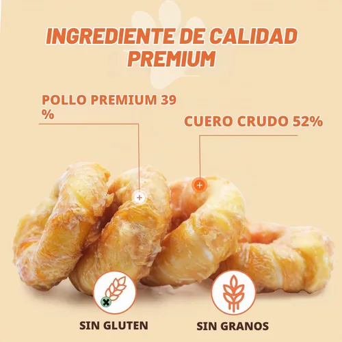 Vista 2 de Pawmate Dog Treats Chicken Wrapped Rawhide Donut Masticables de larga