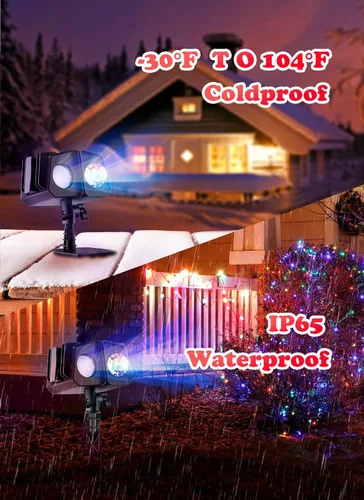 Vista 4 de Proyector de luces de Navidad para exteriores, 26 efectos HD (ondas oceánicas 3D + patrones), impermeables, con temporizador, luces de proyector