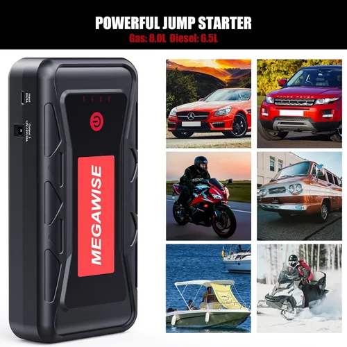 Vista 3 de MEGAWISE 2500A Peak 21800mAh - Batería de arranque portátil para coche (hasta 8.0L Gas/6.5L motores diésel) 12V Paquete de alimentación portátil