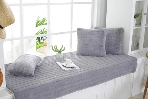 Vista 8 de SUCADA Custom Size Plush Bay Window Seat Mat, Sofa Slipcover, Thickened Non-Slip Couch/Bench Seat Cover for Window Sill Tatami