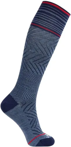 Vista 7 de ja vie Calcetines de compresión graduados de 76% lana merino para mujeres y hombres (15-20 mmHg), 2 Pares: 1 Negro Puro+1 Denim, S