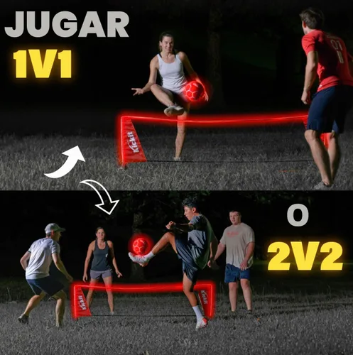 Vista 5 de Kickit Soccer Tennis Game Set, Portable 6.5' Wide x 2' High Net & Soft Lightweight Ball, Play Outdoors, Indoors, Backyard, Beach, Complete Skills