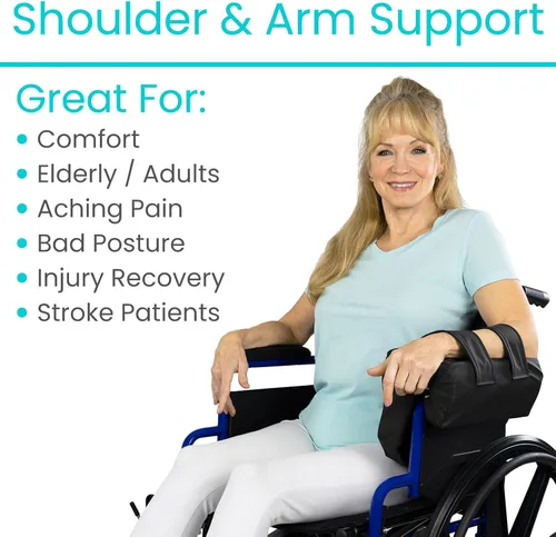 Vista 5 de Vive - Canal de apoyo lateral para brazo para silla de ruedas (1 pieza) - Accesorio de cojín para reposabrazos - Almohada para reposabrazos y codos