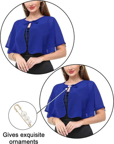 Vista 5 de Chal de gasa para mujer, capelets transparentes para vestido de noche, boda, capa