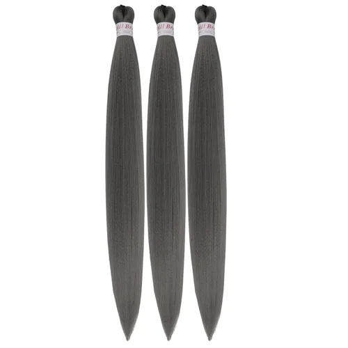 Vista 70 de Pelo corto negro trenzado preestirado de 14 pulgadas para trenzas sin nudos, pelo sintético 1B trenzado para trenzas Bob Box