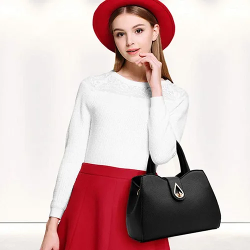 Vista 2 de Pahajim Bolso de cuero sintético para mujer, con asa superior, cartera de dama, elegante, para trabajo, ataché, bolsa de mano Medium structured