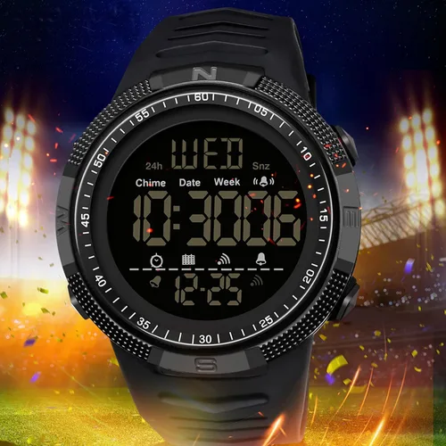 Vista 5 de Reloj deportivo digital para hombre, con cuenta regresiva a prueba de agua, cronómetro, pantalla LED, relojes de pulsera militares para hombres