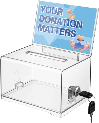Vista 8 de Caja de donación negra Polmart con cerradura - Urna electoral segura con soporte de letrero extraíble y 2 llaves - para dinero, tarjetas, votos