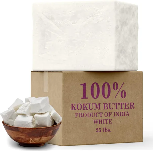 Vista 5 de Mantequilla Kokum cruda de 8 onzas. Barra 100% pura natural, ideal para hidratar piel, cuerpo y cabello, cremas de bricolaje, bálsamos, lociones