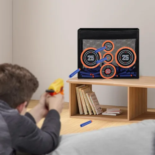 Vista 5 de Objetivo de juguete compatible con pistolas Nerf, red portátil y plegable para práctica de tiro, con malla para jugar al aire libre o en interiores