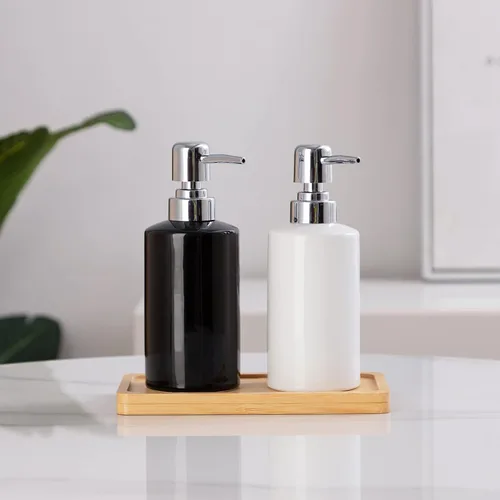 Vista 6 de Dispensador de jabón FE, dispensador de jabón líquido de cerámica de 300 ml/10 oz, dispensador de jabón recargable para cocina, baño y lavadero