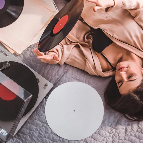 Vista 7 de Alfombrilla giratoria blanca para tocadiscos de vinilo de 12 pulgadas: alfombrilla antiestática para tocadiscos – Alfombrilla antideslizante