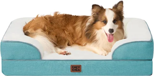 Vista 31 de EHEYCIGA – Cama ortopédica impermeable para perros pequeños, de espuma viscoelástica tipo caja de huevos, con bordes elevados y base antideslizante
