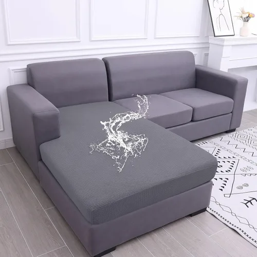 Vista 18 de Fundas impermeables para sofá seccional, fundas de cojín antideslizantes para sofá Ajuste seccional en forma de L, tela jacquard elástica, parte