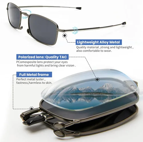 Vista 7 de Gafas plegables bloqueo de luz azul visión nocturna gafas de sol unisex con funda portátil