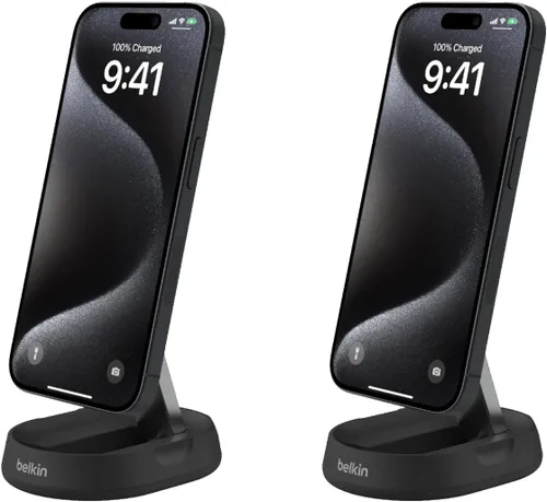 Vista 8 de Belkin Soporte de carga inalámbrico magnético Qi2 15W, cargador convertible Negro