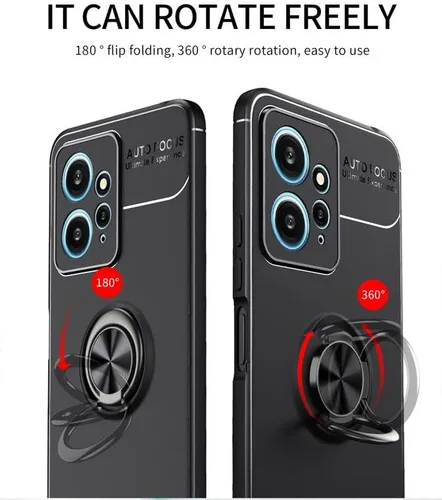 Vista 4 de Funda Para Xiaomi Redmi Note 12 4G (6.67"), Con [ 1 x Protector De Cristal De Pantalla], KJYF Soporte De Anillo Giratorio De 360 ° Cubierta