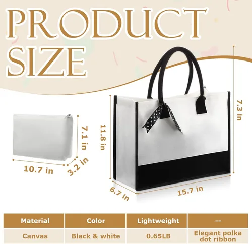 Vista 4 de Reginary Bolsa de regalo de lona para mujer, 10 unidades, con bolsa de maquillaje, bolsa reutilizable para boda, compras, comestibles