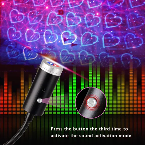 Vista 4 de Luz nocturna de estrella USB, 9 modos funcionales, 24 efectos de iluminación, decoraciones estroboscópicas activadas por sonido