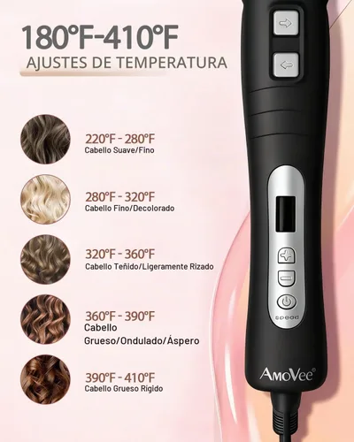 Vista 4 de Rizador de pelo con rotación automática: rizador de pelo automático de 1.25 pulgadas con temperatura ajustable de 180 °F a 410 °F y pantalla LCD